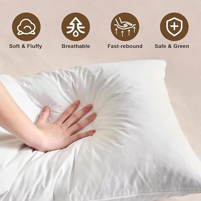 BHZ King Size Pillows Set of 4 Feather Down Hotel My King Pillows Bed Goose Pillow Luxury 4 Pack Pillow for Sleeping Side Sleepers Soft Support Gifts