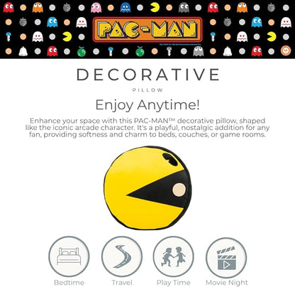 PAC-Man Bedding Super Soft Plush Decorative Throw Pillow, 14 in, (Officially Licensed Product) by Franco Collectibles