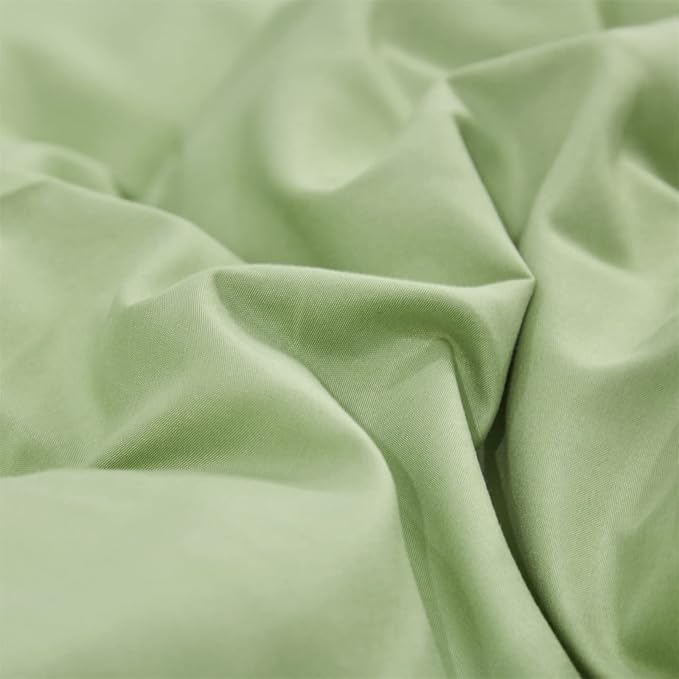 CLOTHKNOW Green Ruffles Queen Comforter Set Farmhouse Bedding Comforter Sets Soft Sage Green Comforter with 2 x Pillow Cases