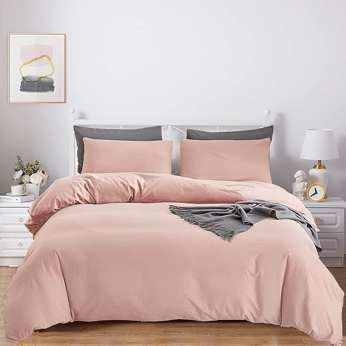 KAREVER Blush Pink Comforter Set Twin Solid Dusty Rose Bedding Quilt Set Blush Pink Comfroter Set 3 PCs for Kids Teens Adult Durable Breathable Pink Blanket