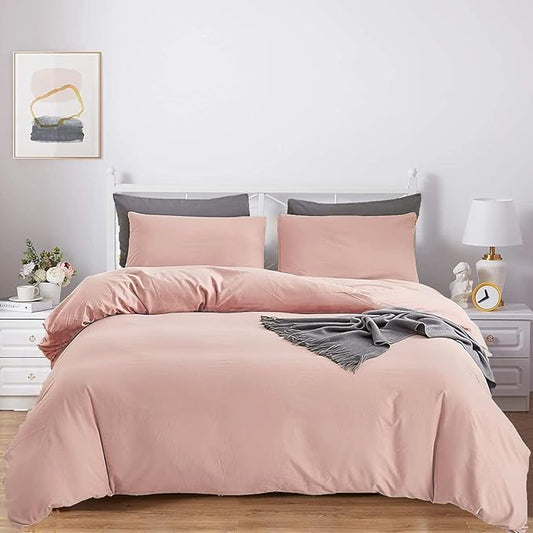 KAREVER Blush Pink Comforter Set Twin Solid Dusty Rose Bedding Quilt Set Blush Pink Comfroter Set 3 PCs for Kids Teens Adult Durable Breathable Pink Blanket