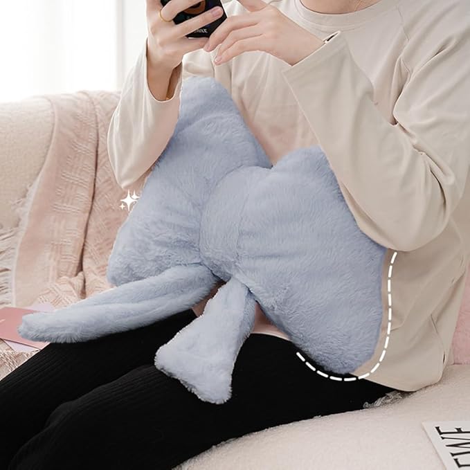 2Pack Soft Furry Bow Throw Pillows Cute Bowknot Plush Pillow Home Decor Stuffed Bow Lumbar Pillow for Bed Couch Living Room Decor (Grey)