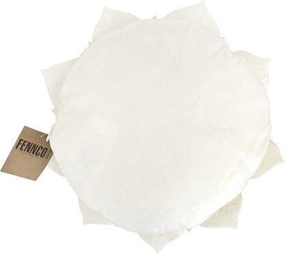 Fennco Styles Handmade 3D Heart-Shaped Petals Flower Decorative Filled Throw Pillow 13" Round - Ivory Floral Pillow for Couch, Home Décor and Holiday, Housewarming Gift