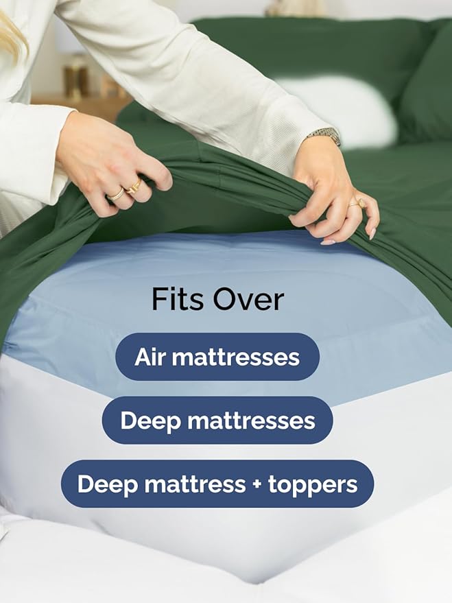 Extra Deep Full Sheet Set - 6 Piece Breathable and Cooling Sheets - Hotel Luxury Bedding for Women, Men, Kids & Teens - Easy & Secure Fit - Soft and Wrinkle Free - Extra Deep Pockets - Emerald Green