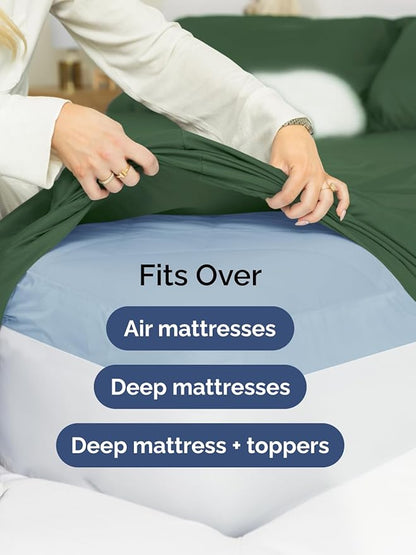 Extra Deep Full Sheet Set - 6 Piece Breathable and Cooling Sheets - Hotel Luxury Bedding for Women, Men, Kids & Teens - Easy & Secure Fit - Soft and Wrinkle Free - Extra Deep Pockets - Emerald Green