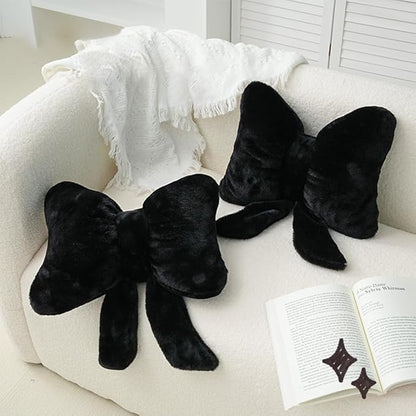 2 Pcs Coquette Bow Throw Pillows Cute Bowknot Plush Pillow Coquette Home Decor Stuffed Decorative Bow Lumbar Pillow for Girls Loft Bed Decor Accessories