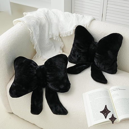 2 Pcs Coquette Bow Throw Pillows Cute Bowknot Plush Pillow Coquette Home Decor Stuffed Decorative Bow Lumbar Pillow for Girls Loft Bed Decor Accessories