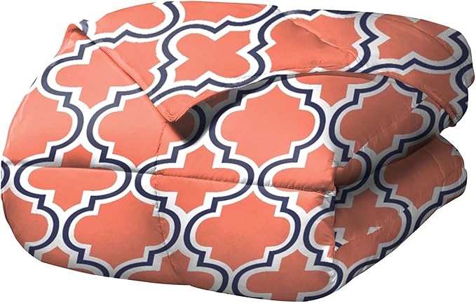 Superior Trellis Comforter Set with Pillow Shams, Luxurious & Soft Microfiber with Down Alternative Fill, Contemporary Geometric Trellis Design - Full/Queen Bedding Set, Coral