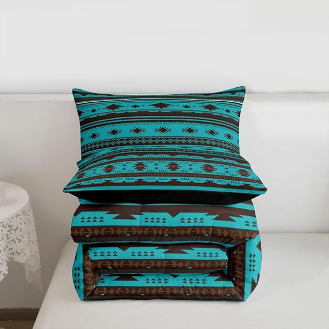 Erosebridal Southwestern Comforter Set Twin Bohemian Geometric Quilt,Ethnic Tribal Arrow Bedding Western Duvet Insert,Country Decor Room for Bedroom Green Brown, Multi 39