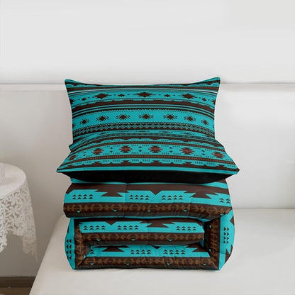 Erosebridal Southwestern Comforter Set Twin Bohemian Geometric Quilt,Ethnic Tribal Arrow Bedding Western Duvet Insert,Country Decor Room for Bedroom Green Brown, Multi 39
