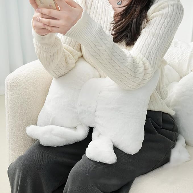 2Pack Soft Furry Bow Throw Pillows Cute Bowknot Plush Pillow Home Decor Stuffed Bow Lumbar Pillow for Bed Couch Living Room Decor (White)