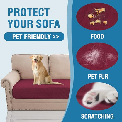 H.VERSAILTEX Couch Cover for Dogs Washable 100% Waterproof Sofa Cushion Cover Dog Bed Cover Non-Slip Pet Blanket for Sofa Cushion Protector, 35" x 74", Burgundy