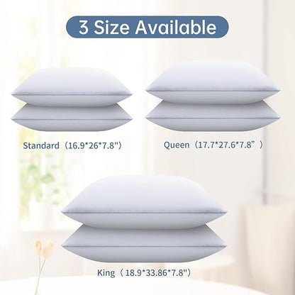 Bed Pillows for Sleeping Queen Size Set of 4, Down Alternative Filling, Fluff by Patting Pillows for Back, Stomach or Side Sleepers