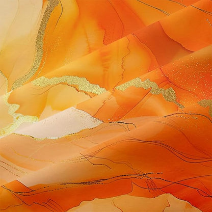 Orange Marble Comforter Set King Size Gold Glitter Marbling Bedding Set Watercolor Abstract Art Down Comforter Burnt Orange Marble Print Bed Set for Kids Teens Adult Bedroom Decor 3Pcs