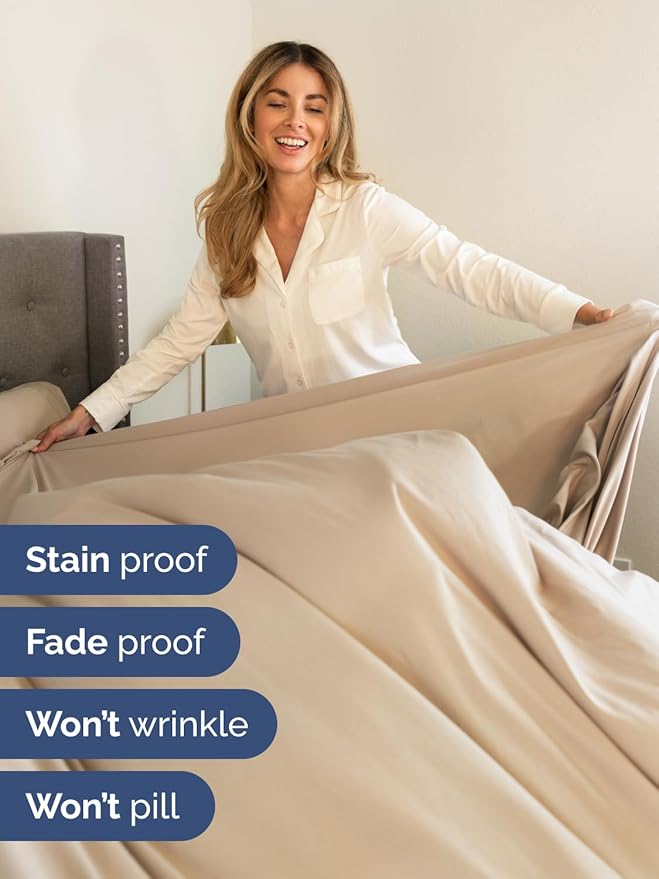 Extra Deep Cal King Sheet Set - 6 Piece Breathable and Cooling Sheets - Hotel Luxury Bedding for Women, Men, Kids & Teens - Easy Secure Fit - Soft, Wrinkle Free and Comfy - Extra Deep Pockets - Cream