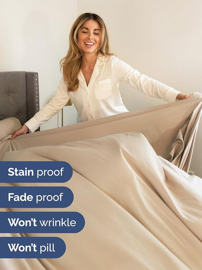 Extra Deep Cal King Sheet Set - 6 Piece Breathable and Cooling Sheets - Hotel Luxury Bedding for Women, Men, Kids & Teens - Easy Secure Fit - Soft, Wrinkle Free and Comfy - Extra Deep Pockets - Cream