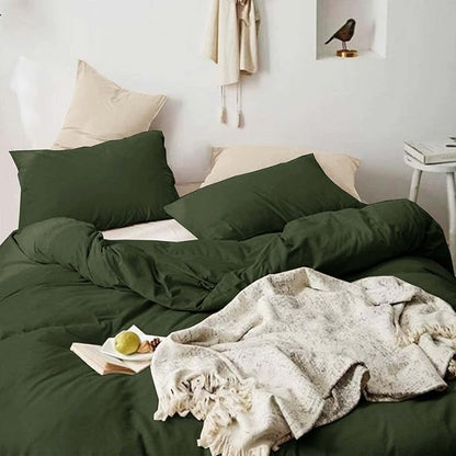 ETDIFFE Dark Green Queen Size Comforter, 3pc Soft Farmhouse Olive Bedding Set & Collection, Lightweight All Season Microfiber Down Alternative Bed Comforter with 2 Pillow Shams for Women Men