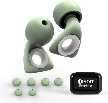 Dison Ear Plugs for Sleeping, Reusable Earplugs for Noise Reduction Silicone Hearing Protection Ear Plugs with 6 Ear Tips Green