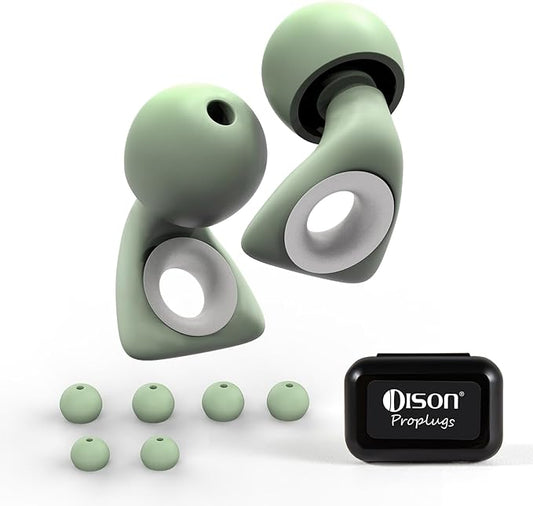 Dison Ear Plugs for Sleeping, Reusable Earplugs for Noise Reduction Silicone Hearing Protection Ear Plugs with 6 Ear Tips Green