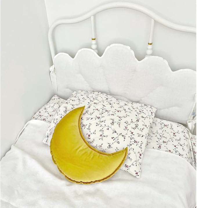 Moon Shaped Throw Pillow Star Couch Cushion Decorative Pillows Fluffy Velvet Stars Home Decor Plush for Bedroom (Moon, Yellow)