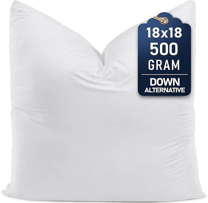 Utopia Bedding Throw Pillows (Set of 1, White) – 18 x 18 Inches Down Alternative Pillows for Bed, Sofa, and Couch - Fluffy Decorative Stuffer Pillow for Indoors & Outdoors