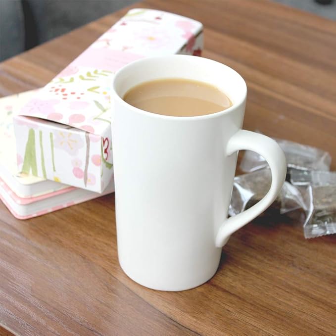 2 Pack 16 OZ Coffee Cup Simple Pure White Ceramic Cup Plain Large Tall White Ceramic Milk Tea Coffee Mug with Handle