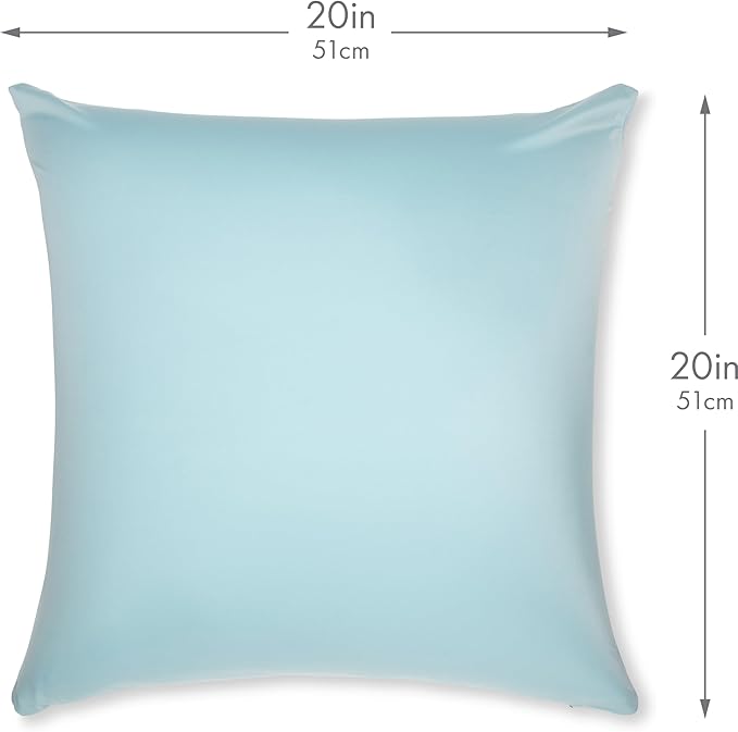 PILLOWY 20"x20" Throw Pillow - Sweat Baby Blue: 1Pcs Luxurious Premium Microbead Pillow with 85/15 Nylon/Spandex Fabric. Forever Fluffy, Outstanding Beauty & Support. Silky, Soft & Beyond Comfortable