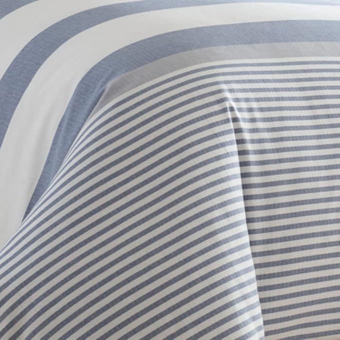 Nautica - Twin Comforter Set, Reversible Cotton Bedding with Matching Sham, Medium-Weight, Dorm Essentials, Oeko-Tex Certified (Fairwater Blue)