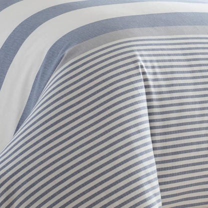 Nautica - Twin Comforter Set, Reversible Cotton Bedding with Matching Sham, Medium-Weight, Dorm Essentials, Oeko-Tex Certified (Fairwater Blue)