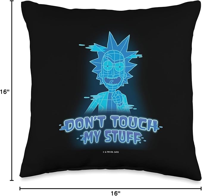Rick and Morty Rick says Don't Touch My Stuff Throw Pillow