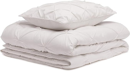 Amazon Basics 2-Piece Lightweight Pinch Pleat All-Season Down-Alternative Comforter Bedding Set with Piped Edges, Twin/Twin XL, Cream