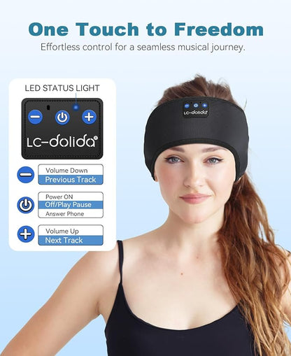 LC-dolida 2-Pack Sleep Headphones Ear Warmer Headband Bluetooth 5.4, Ear Warmers Muffs Cold Weather Winter Headband Ear Covers for Gift Workout Ski Running Cycling