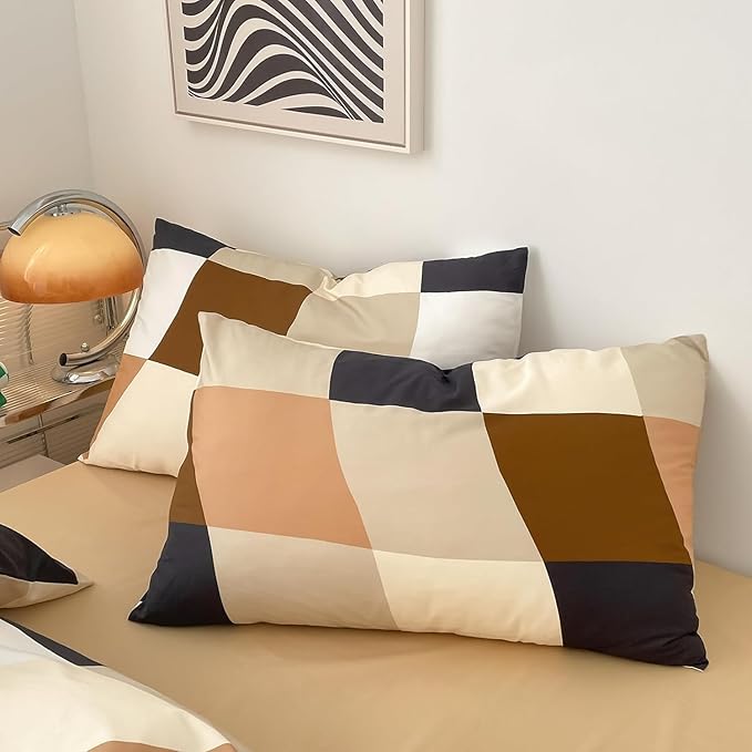 KAREVER Checkerd Comforter Set California King Multicolored Grid Bedding Men Women Chic Checkered Bed Blanket White Black Plaid Buffalo Cal King Bedding Comforter All Season Hotel Quality