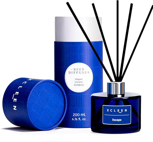 Reed Diffuser, 6.7 Oz Escape Scented Diffuser with Sticks, Long Lasting Fragrance Air Freshener, Bathroom Shelf Decor