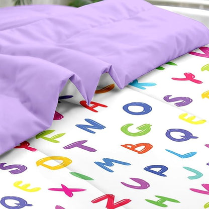 Comforter Set Full Size, Kids Colorful Alphabet 7 Pcs Bedding for Kids and Adults, Multicolored English Preschool Bed Sheet Sets with Fitted Sheet 2 Pillowcases & 2 Shams for Bedroom Bed Decor