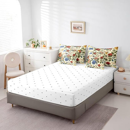 Feelyou Rose Comforter Set Full Size 7 Pieces Rose Floral Flower Bedding Set for All Season Romantic Butterfly Vintage Garden Flower Bed in a Bag with Comforter, Sheets, Pillowcases & Cushion Cover