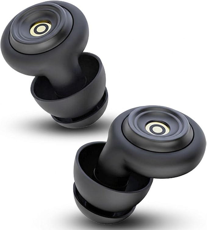 Noise Reducing Earplugs for Sleep, Swimming, Travel, Concerts, Focus and Work, 50dB Noise Reduction Washable Silicone Ear Plugs with Filter Tech, 5 Pairs of Ear Tips & Carrying Case(Black)