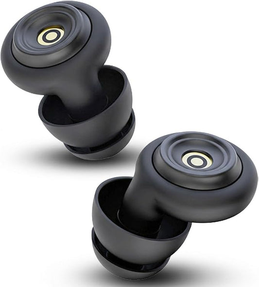Noise Reducing Earplugs for Sleep, Swimming, Travel, Concerts, Focus and Work, 50dB Noise Reduction Washable Silicone Ear Plugs with Filter Tech, 5 Pairs of Ear Tips & Carrying Case(Black)