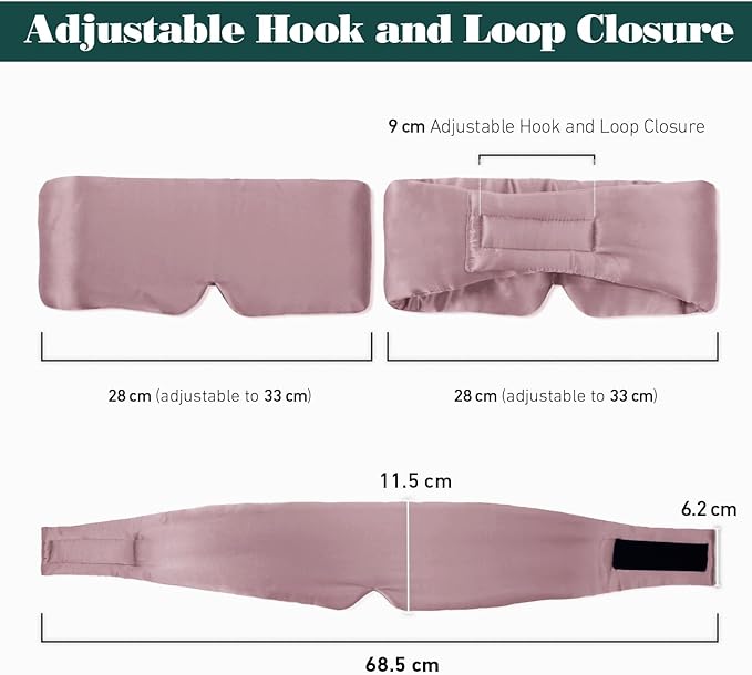 Joyhabit Silk Sleep mask | 100% Mulberry for Women Men Ultra Soft Blackout Eye Cover with Adjustable Band, Breathable No Eye Pressure, Ideal for Sleep, Travel, Naps & Meditation, Lotus Pink