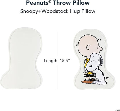 Berkshire Peanuts® Plush Throw Pillow, Gift Idea, Snoopy Cute Character Shaped Cushion, Soft Cozy Decor for Bed Couch Chair(75th Charlie Brown + Snoopy Hugs Pillow All Colorways, 15.5’’ L)