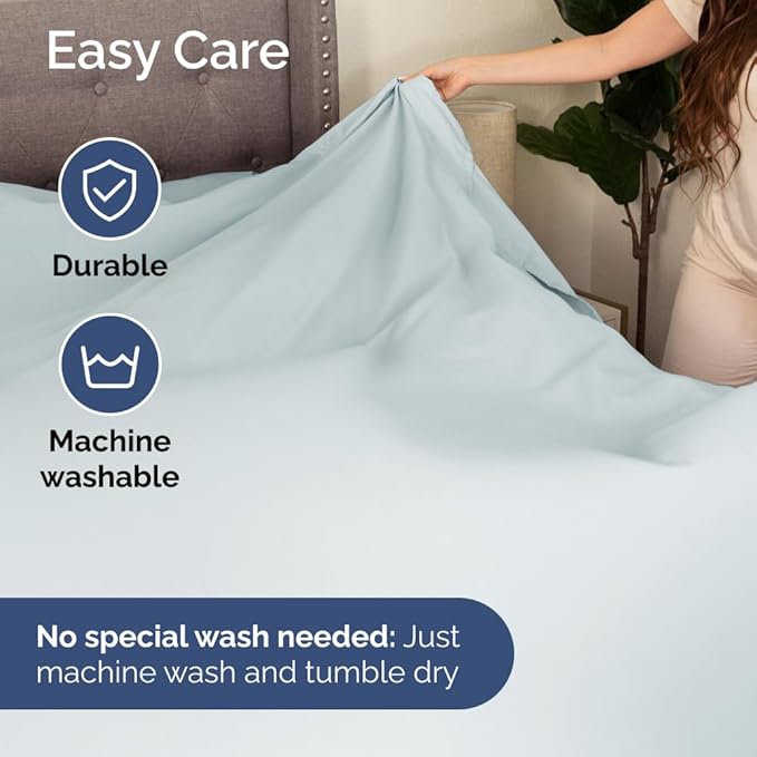 Full XL Size 4 Piece Sheet Set - Comfy Breathable & Cooling Bed Sheets Set - Hotel Luxury Bedding for Women, Men, Kids, Teens, Boys & Girls - Deep Pockets, Soft & Wrinkle Free - Oeko-Tex - Ice Blue