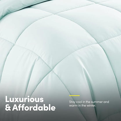 King Size Comforter Set with Sheets - 7-Piece Bedding Collection - 1 Comforter, 1 Fitted Sheet, 1 Flat, 4 Pillowcases - Deep Pocket - Soft & Breathable Premium Quality - Ideal for All Seasons, Aqua