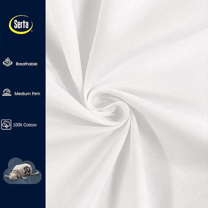 Serta 233 Thread Count White Goose Feather Down Fiber Pillows Medium Firm King Size Pillows Set of 2 Pack 100% Cotton Hotel Collection Bed Pillow for Side Sleeper
