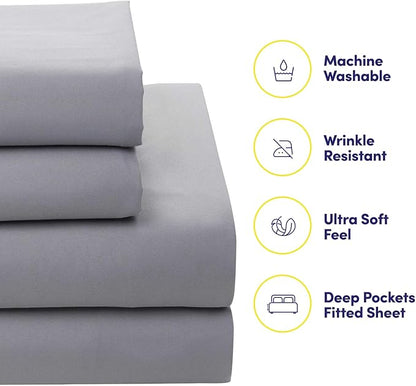 Sweet Home Collection 7 Piece Comforter Set Bag Solid Color All Season Soft Down Alternative Blanket & Luxurious Microfiber Bed Sheets, Tulsa, King