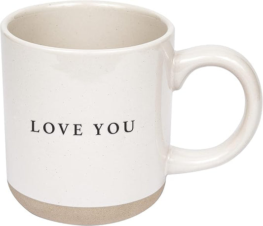 Sweet Water Decor Love You Stoneware Coffee Mugs - 14Oz Coffee Mugs for Hot & Cold Drinks - Cute Mugs Dishwasher & Microwave Safe - Valentines Gift Espresso Mugs - Ideal for Coffee & Tea Lovers