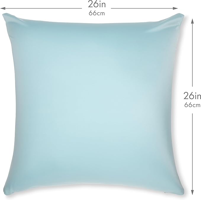 PILLOWY 26"x26" Throw Pillow - Sweat Baby Blue: 1Pcs Luxurious Premium Microbead Pillow with 85/15 Nylon/Spandex Fabric. Forever Fluffy, Outstanding Beauty & Support. Silky, Soft & Beyond Comfortable