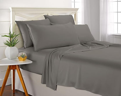Pure Bamboo Twin XL Sheets, Genuine 100% Organic Viscose Derived from Bamboo Bed Sheet Set, Luxuriously Soft & Cooling, Double Stitching, 2 Year Quality Promise (Twin XL, Graphite)