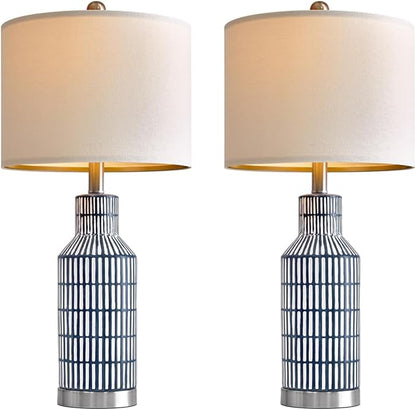 25" Modern Ceramic Lamps Single Table Lamp for Living Room Bedroom Farmhouse Nightstand Bedside Lamps