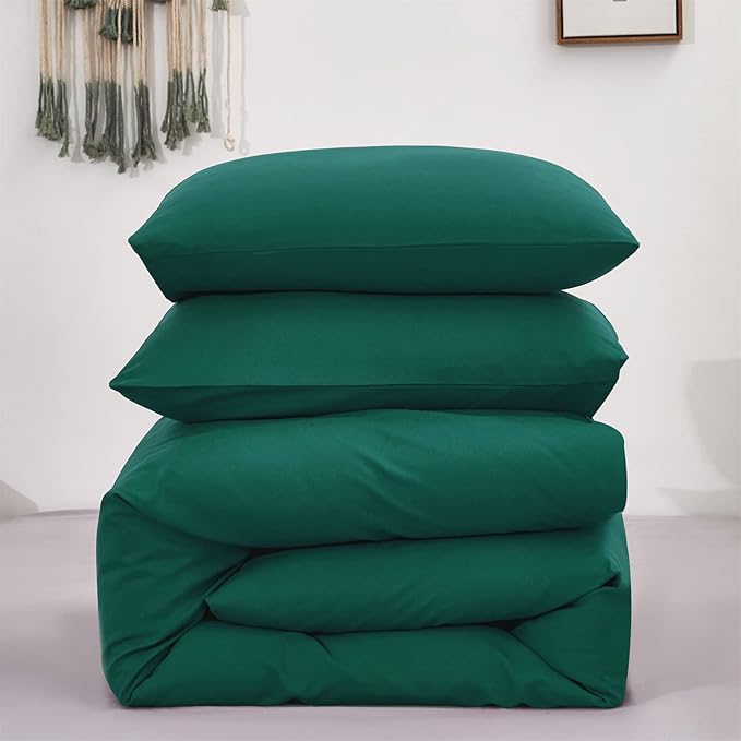 karever Emerald Green Comforter Set Cal King Dark Bedding Soft Lightweight Beddig Quilt Men Women Durable Blanket Solid Bed Set, King(104''* 96'')