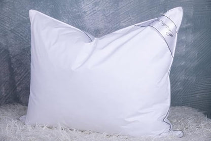 Goose Feathers Down Pillows for Sleeping, Hotel Collection Bed Pillow with Grey Piping Queen Size (20X30IN) 1 Pack